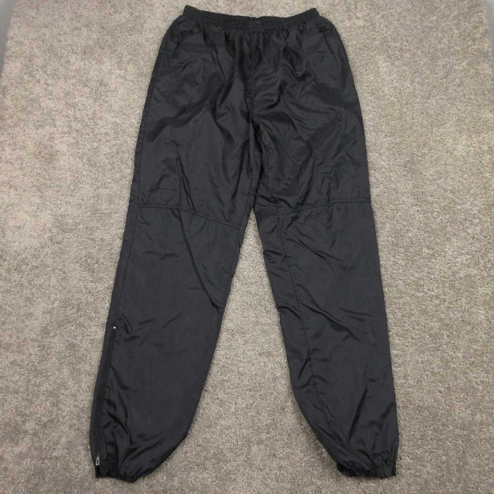 Vintage Nike Track Pants Boys XL Black Windbreaker Ankle Zip Warmup Running 90s